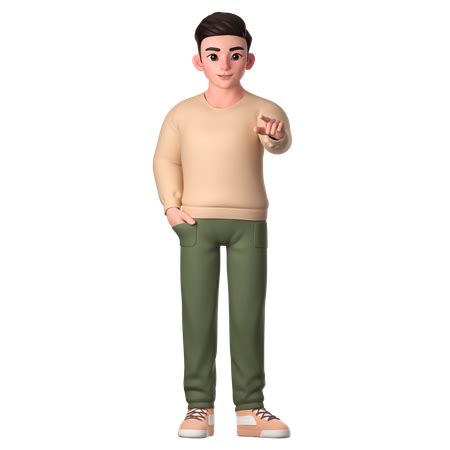 Young Man Pointing To Right Side With Both Hands 3D Illustration download in PNG, OBJ or Blend ...