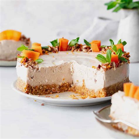 No-Bake Carrot Cake Cheesecake - Vegan Desserts - Addicted to Dates