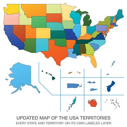 Updated Map Of The Usa Territories Stock Illustration - Download Image ...