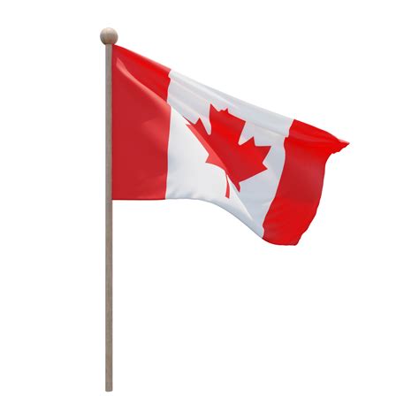 Canada 3d illustration flag on pole. Wood flagpole 11286076 PNG