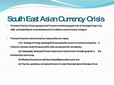 What Is South East Asian Currency Crisis