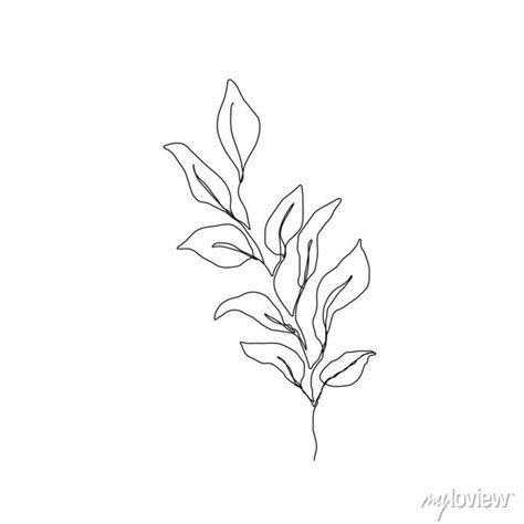 Leaves one line drawing. continuous line of simple leaf illustration ...