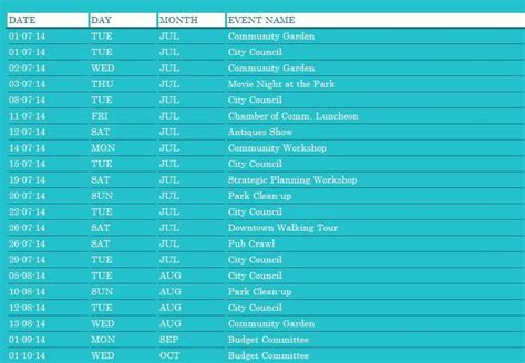 Monthly Community Event Planner Template | Word Templates Bundle ...