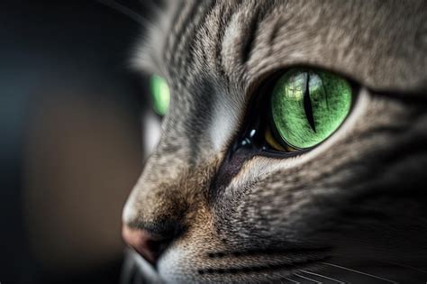 Premium AI Image | Green cat eyes in a close up studio shot lovely green cat eyes