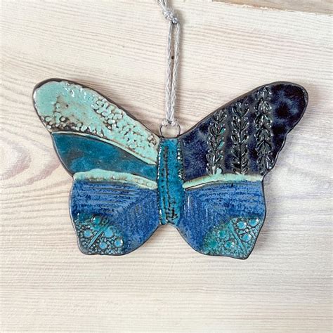 Ceramic Butterfly Wall Art, Spring Indoor or Outdoor Decor, Rustic Wall ...