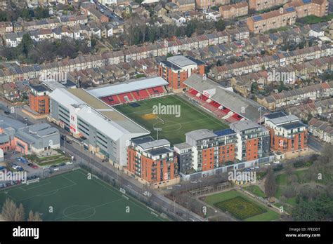 An aerial view of Brisbane Road. The home of Leyton Orient FC Stock ...