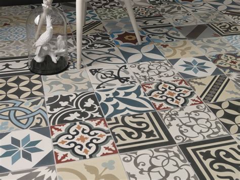 Kitchen with Patchwork Spanish Inspired Floor Tiles - Mediterranean ...