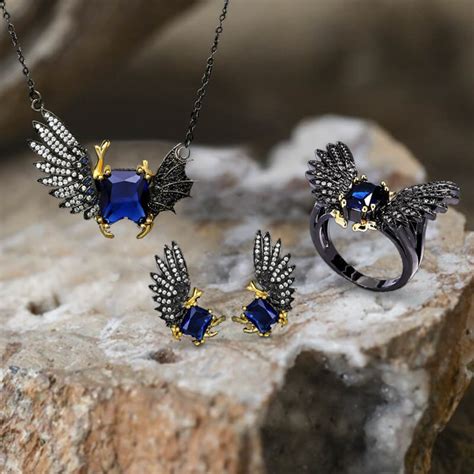 Black Devil Wings Brass Gothic Jewelry Set – GTHIC