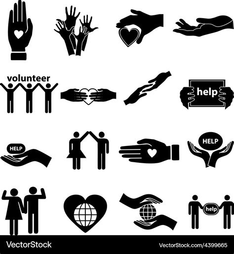 Volunteer help icons set Royalty Free Vector Image