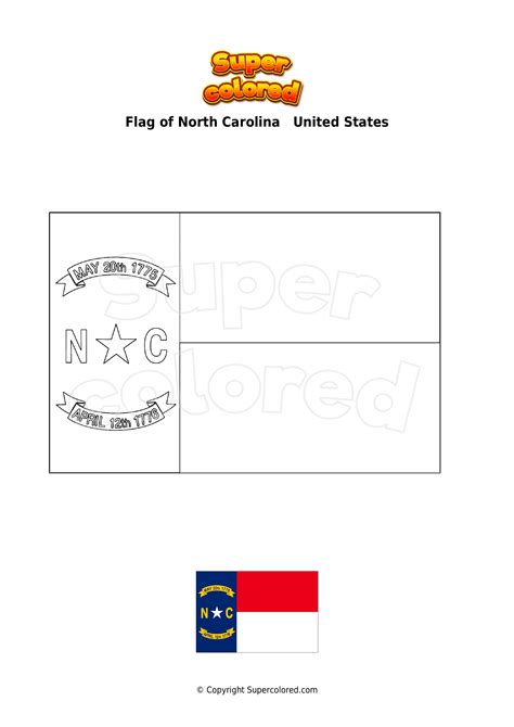 North Carolina State Flag Coloring Page