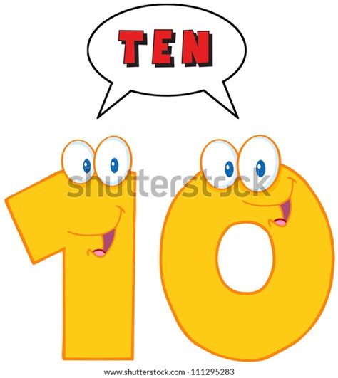 Number Ten Cartoon Character Speech Bubble: vector de stock (libre de ...