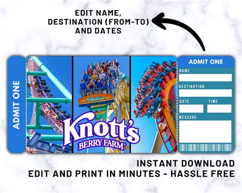 Printable Knotts Berry Farm Ticket Surprise Trip Gift Ticket - Etsy