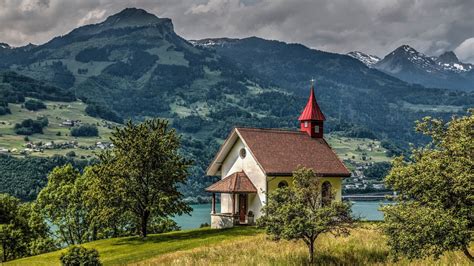 nature, Architecture, Landscape, Old Building, Hill, Trees, House, HDR, Mountain, Snow, Clouds ...