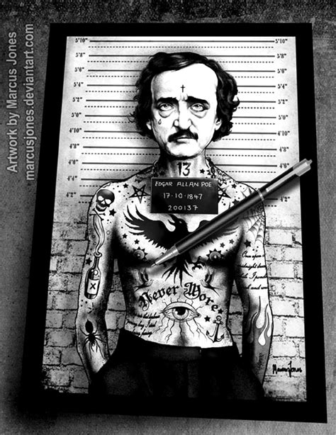 Edgar Allan Poe, Gothic Decor, Gothic Art,horror Art, Mugshot Art, Arrested Art Print Hand ...