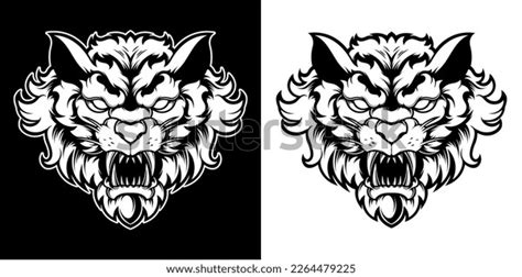 Black White Tiger Head Logo Illustration Stock Vector (Royalty Free ...