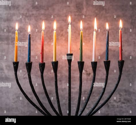 Chanukah menorah with candles hi-res stock photography and images - Alamy