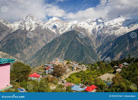 Kalpa Village and Kinnaur Kailash Sacred Peak at Sunrise View Stock Photo - Image of picturesque ...