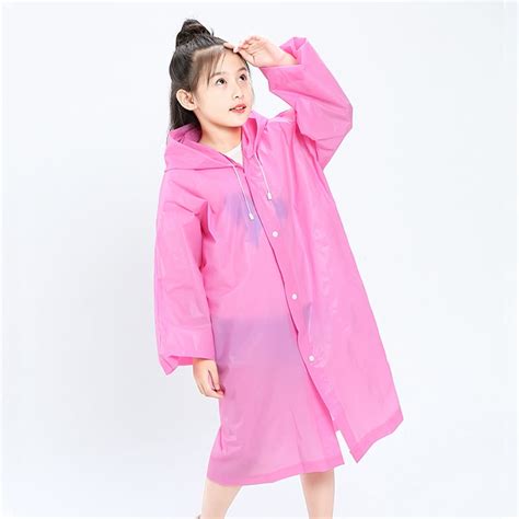 Children's Raincoat Thickened Waterproof Girls Boy Rain Coat Kids Clear ...