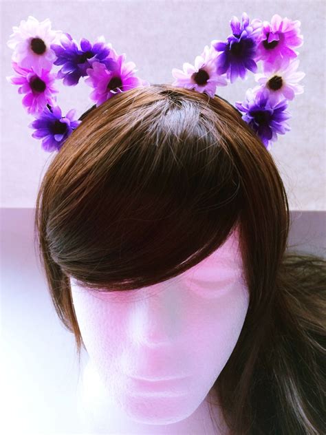 Purple Daisy Cat Ears Cat Ears Flower Cat Eats by BrittsBlossoms