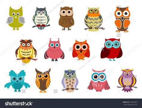 Cartoon Cute Owl Birds Characters Isolated Stock Vector (Royalty Free) 232936060 | Shutterstock