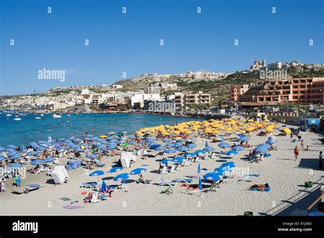 Melliah and Mellieha Bay beach, Malta Stock Photo - Alamy