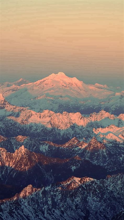 Mountain Blue Snow In Sunset Shadow Nature iPhone Wallpapers Free Download