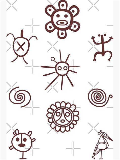 "Set of Taino Symbols Puerto Rico Brown" Art Print by byDarling | Redbubble