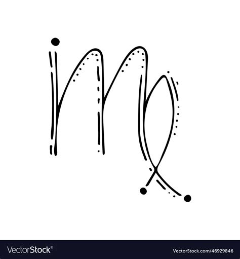 Virgo zodiac sign line art symbol Royalty Free Vector Image