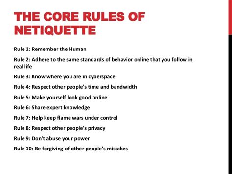 RULES OF NETIQUETTE