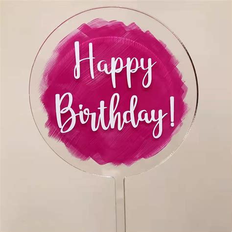 Buy Oacryliby 5 pcs Blank Acrylic Cake Topper Clear Circle, DIY Personalized Happy Birthday ...