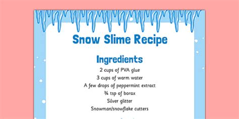 Snow Slime Recipe - snow slime, recipe, snow, slime, eyfs, early