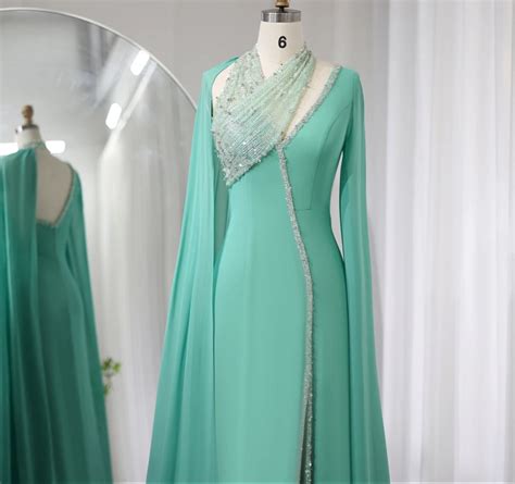 Turquoise Green Sequin Embellished Evening Party Dress m - Evening Dresses, Made To Order ...