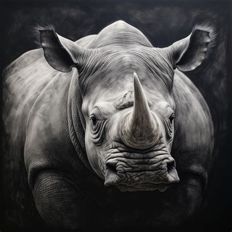 Premium AI Image | A black and white drawing of a rhino