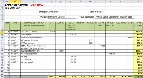 Excel template business income expenses - jesmanager