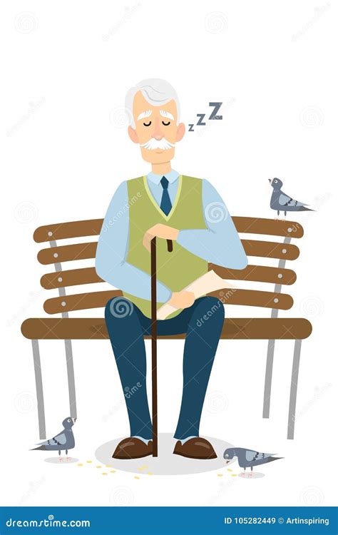 Old man sleeping. stock vector. Illustration of retirement - 105282449