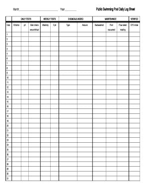 Printable Pool Log Sheet - Fill Online, Printable, Fillable, Blank ...