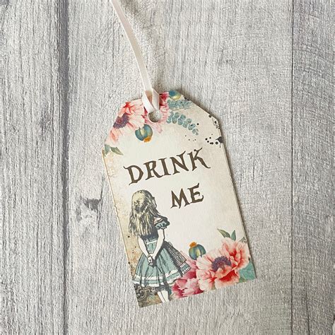 Drink Me Alice in Wonderland Gift Tag Labels Bottle Tags Set - Etsy