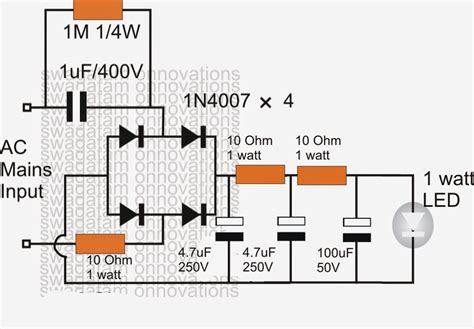 How to Make a Simplest, Compact 1 Watt LED Driver Circuit at 220V/110V ...