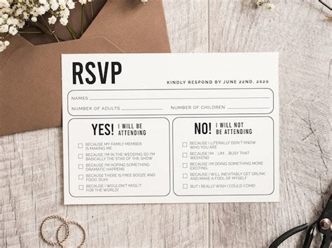 Funny Printable Wedding RSVP Card Editable Wedding RSVP - Etsy