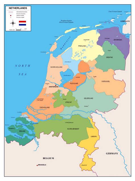 Political and administrative map of Netherlands | Netherlands | Europe | Mapsland | Maps of the ...