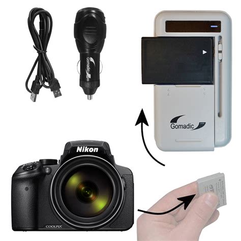 Gomadic Portable External Battery Charging Kit suitable for the Nikon Coolpix P900 Includes Wall ...