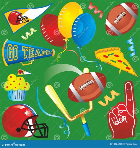 Football Party Clip Art Icons Stock Vector - Illustration of pizza, foam: 10966762