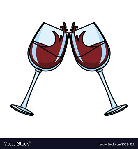 Wine cups toast Royalty Free Vector Image - VectorStock