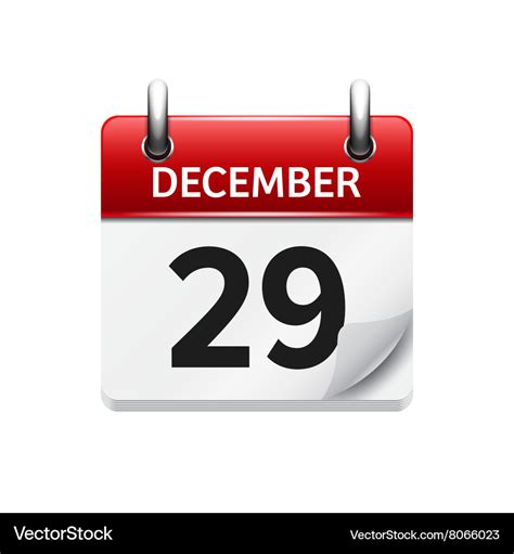 December 29 flat daily calendar icon Royalty Free Vector