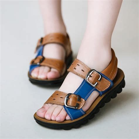 Toomine Summer Children Sandals Boys Brown Boy Sandals Kids Leather ...