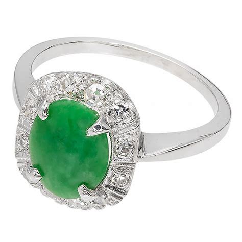 Jadeite Natural Jade Diamond White Gold Ring | White gold rings, White gold, Diamond white