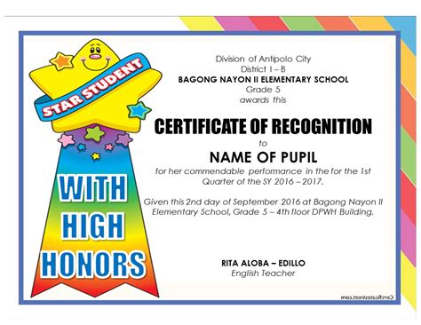 BULLETIN New! Editable Quarterly Awards Certificate Template | DEPED ...