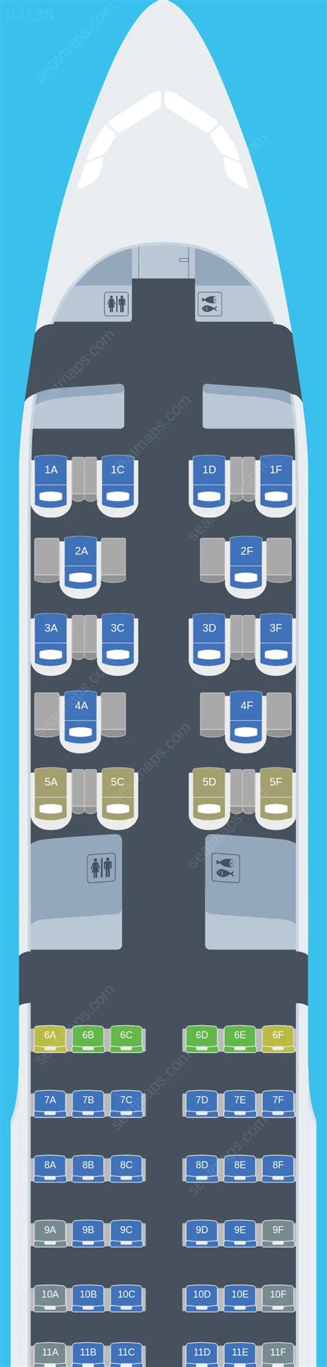 Seat map of JetBlue Airways Airbus A321 aircraft