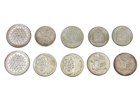 At Auction: TEN ISRAEL SILVER COINS.