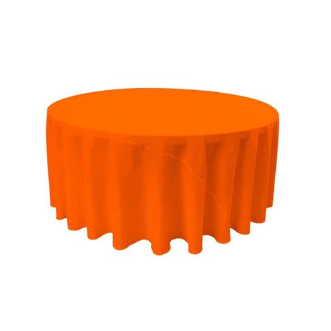 LA Linen 120 in. Orange Polyester Poplin Round Tablecloth TCpop120R_OrangeP48 - The Home Depot